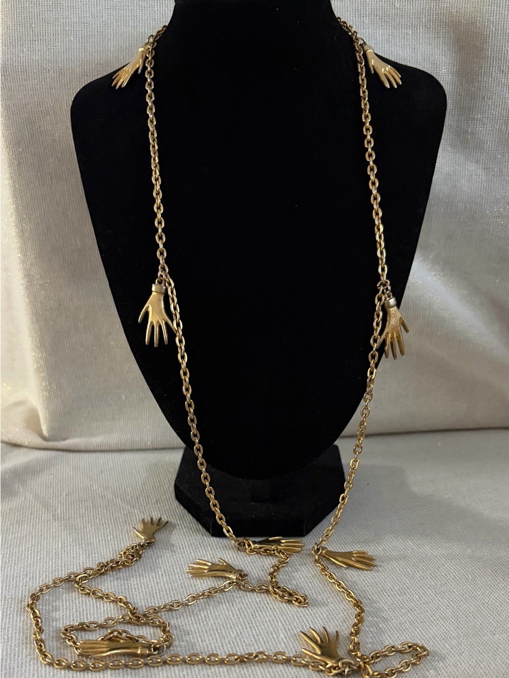 Vintage Gold-Tone “Hand” Necklace.  ***Added “Hand” Earrings***